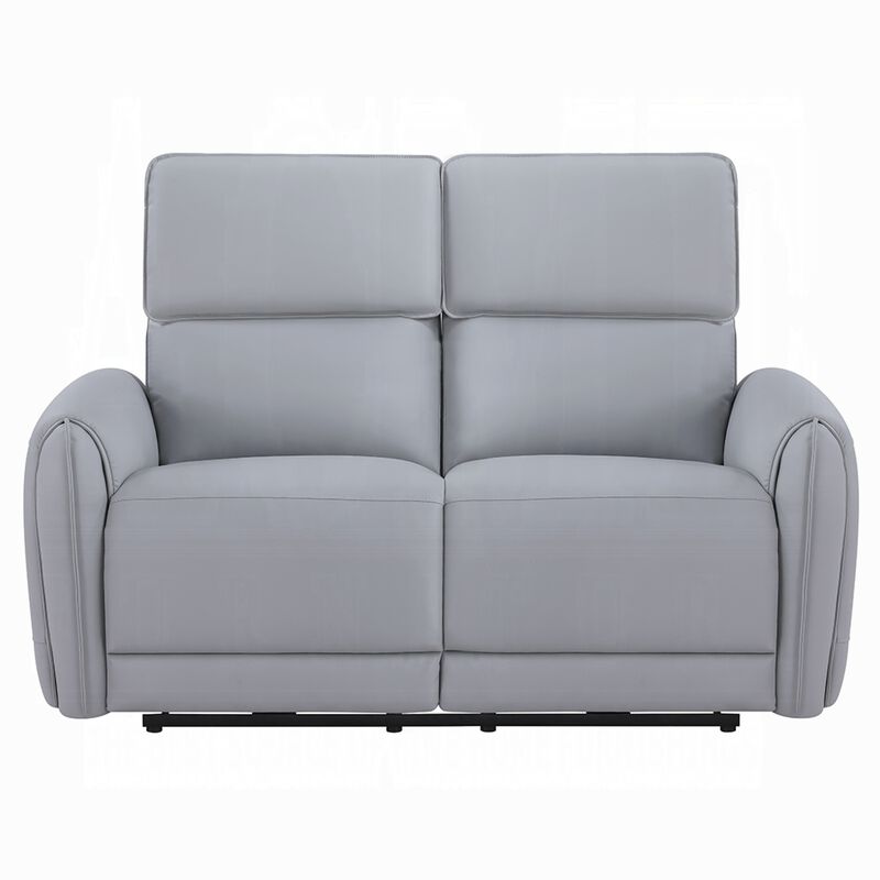 Jero Power Motion Recliner Loveseat, USB Port, Light Gray Faux Leather image number 2