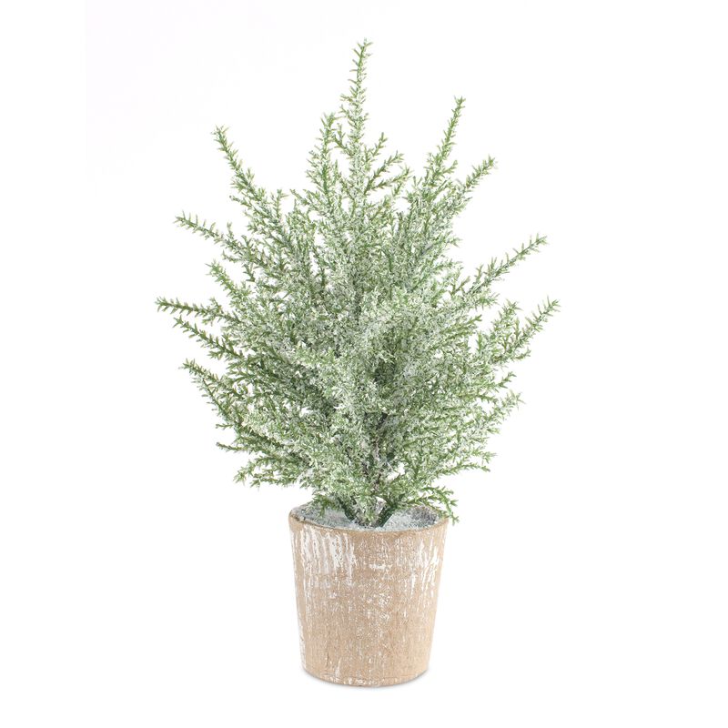 Set of 6 Frosted Holiday Pine Trees in Paper Pots for Festive Home D&eacute;cor