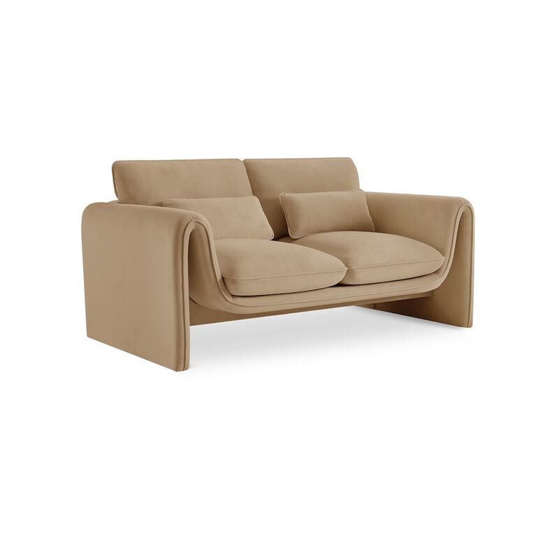 Meridian Furniture Sloan Camel Velvet Fabric Loveseat