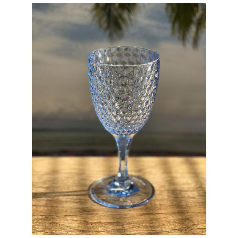 Set of 4 Diamond Acrylic Stemmed Wine Glasses for Dining, Parties, and Everyday Use