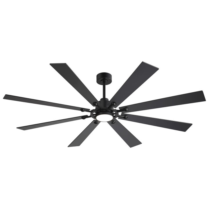 Breezary 72" Ceiling Fan with Light and Remote Control, 8 Blade, 6 Speed