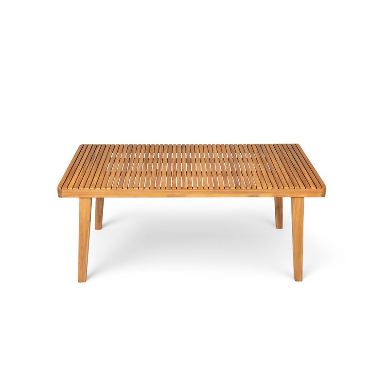 Slatted Top Patio Dining Table, 300lbs Weight Capacity Garden Table, Natural Wood Outdoor Dinner Table image number 0