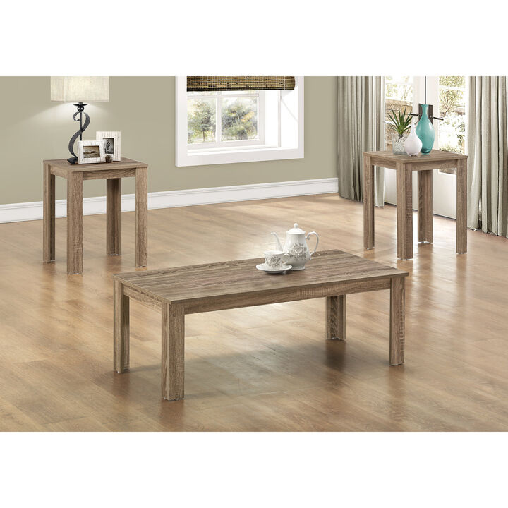 Monarch Specialties I 7912P Table Set, 3pcs Set, Coffee, End, Side, Accent, Living Room, Laminate, Brown, Transitional