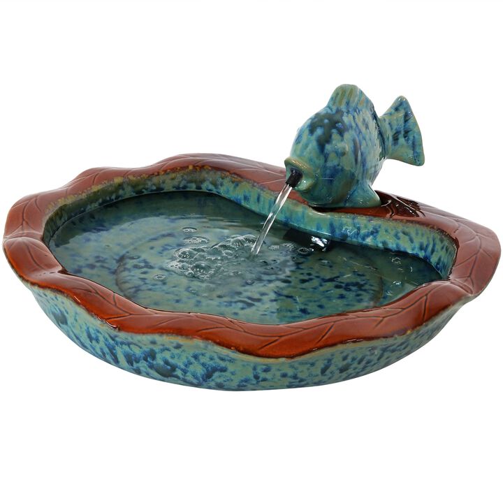 Sunnydaze Fish Glazed Ceramic Outdoor Water Fountain