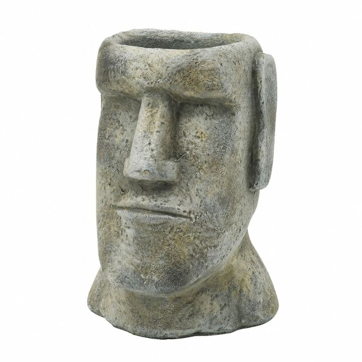 WOW PIONEER Easter Island Cement Planter Statue-Inspired Decorative Plant Holder for Indoor Outdoor Home and Patio Garden Display