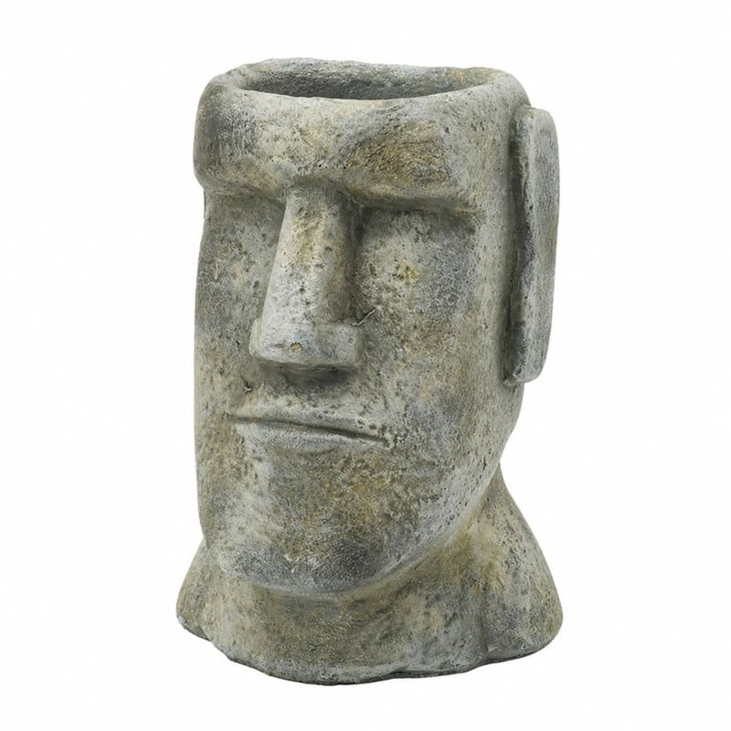 WOW PIONEER Easter Island Cement Planter Statue-Inspired Decorative Plant Holder for Indoor Outdoor Home and Patio Garden Display image number 0