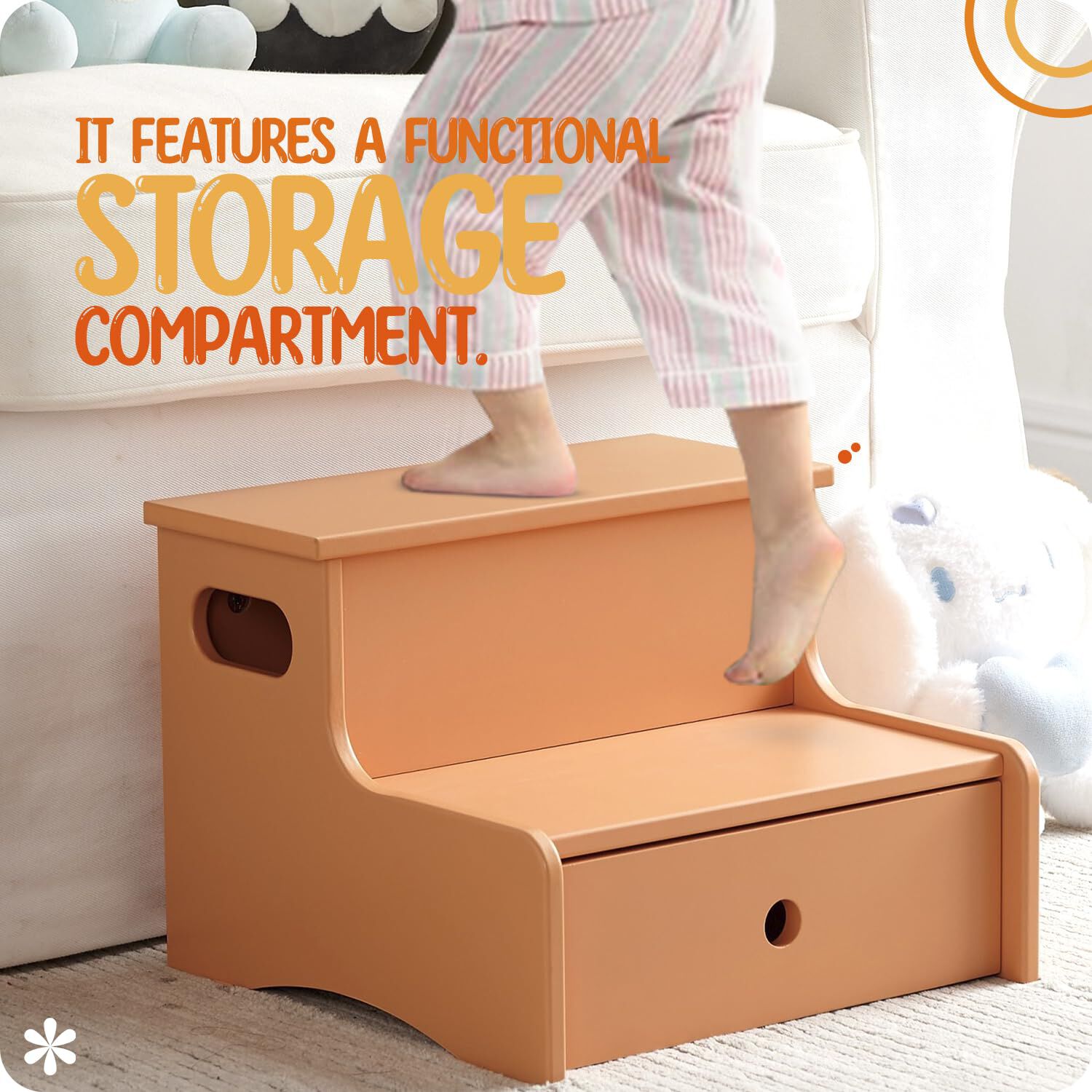 Kings Brand Furniture Wooden Toddler Step Stool for Kids with