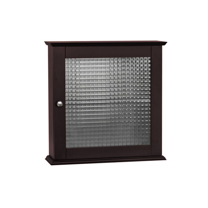 Teamson Home Chesterfield Removable Wooden Medicine Cabinet with Waffle Glass Door- Espresso