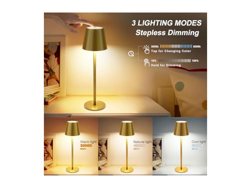 Rechargeable Cordless Waterproof Metal Desk Lamps Set Of 2 For Office Outdoor image number 3