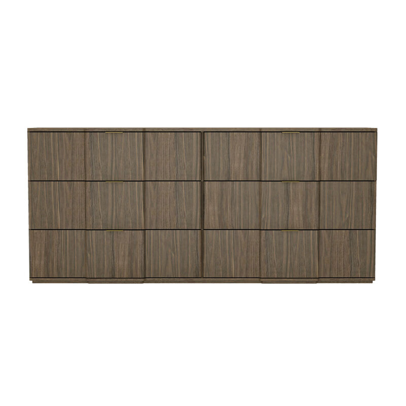 Clive Mid-Century Modern 6-Drawer Dresser in Walnut Brown and Gold image number 1