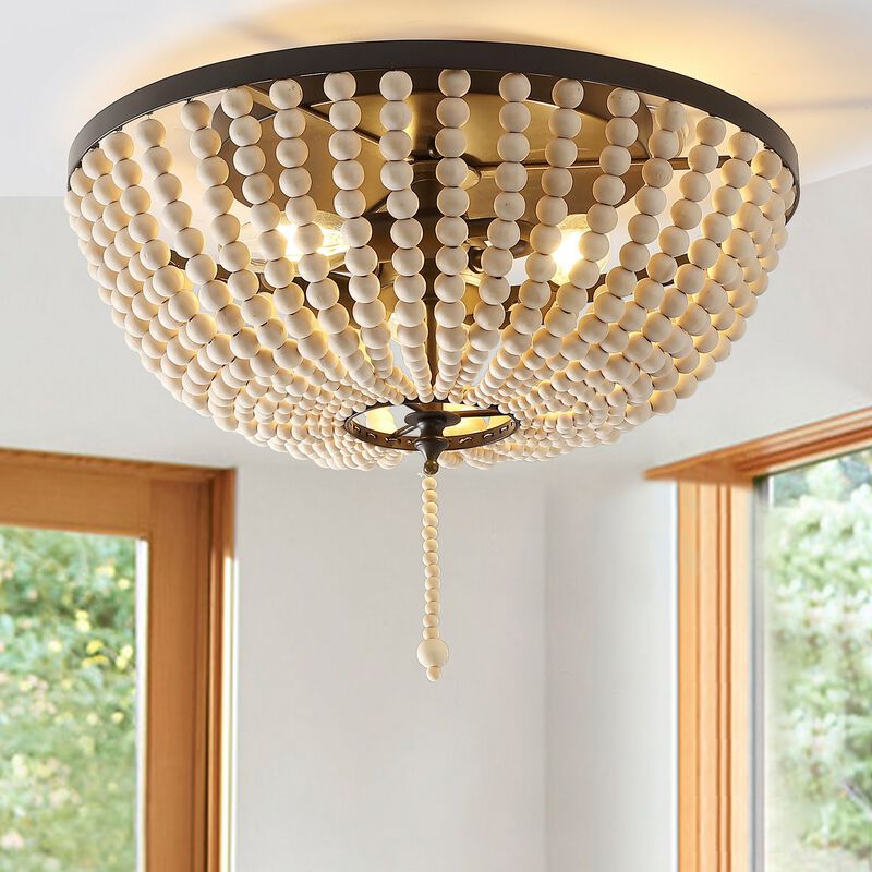 Allison Wood Beaded/Metal LED Flush Mount