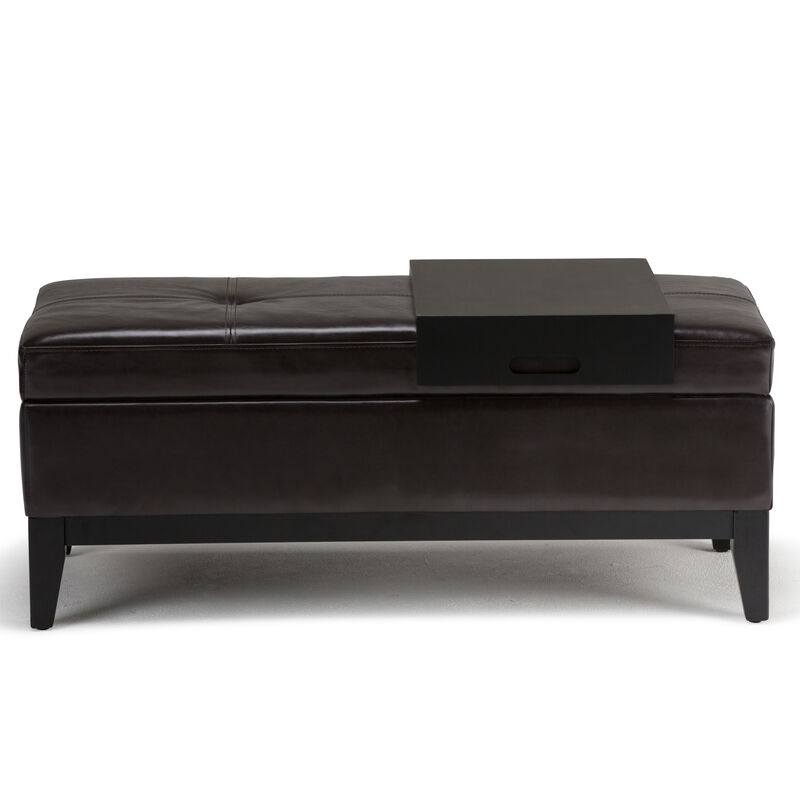 Simpli Home Oregon Storage Ottoman Bench with Tray image number 2