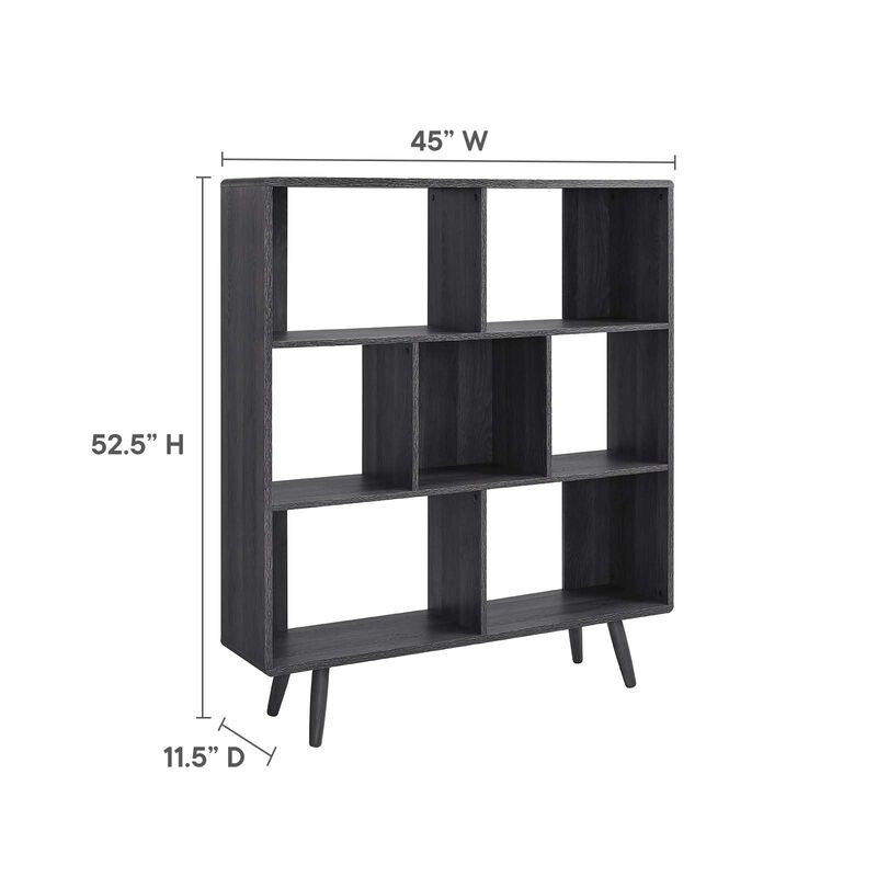 Modway EEI-2529-CHA Transmit 7 Shelf Wood Grain Bookcase, Charcoal image number 2