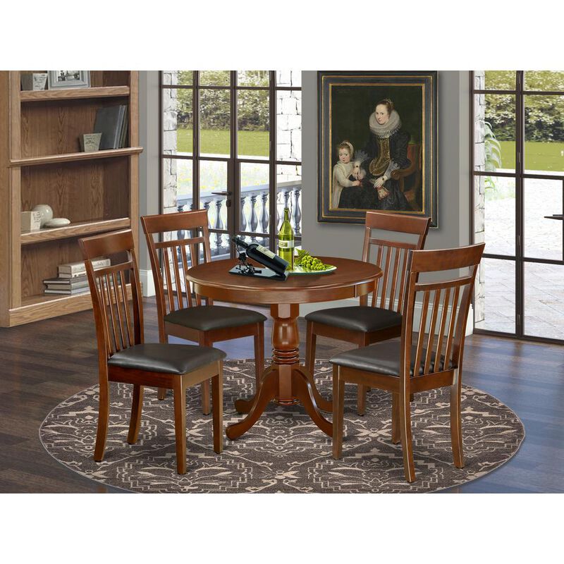 East West Furniture Dining Room Set Mahogany, ANCA5-MAH-LC