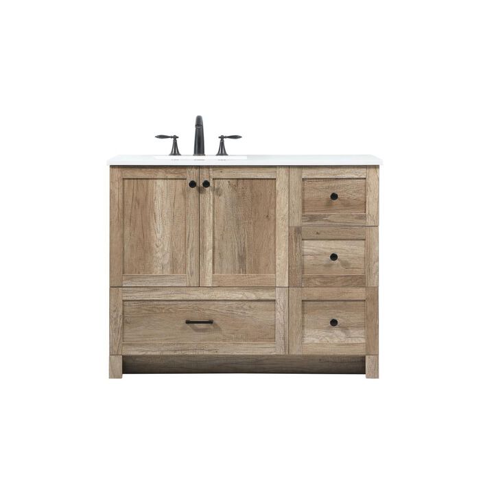 Elegant Kitchen and Bath 42 inch Single bathroom vanity in natural oak