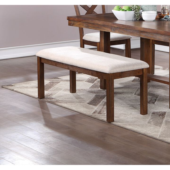 1pc Bench Only Natural Brown Finish Solid wood Contemporary Style Kitchen Dining Room Furniture Seating