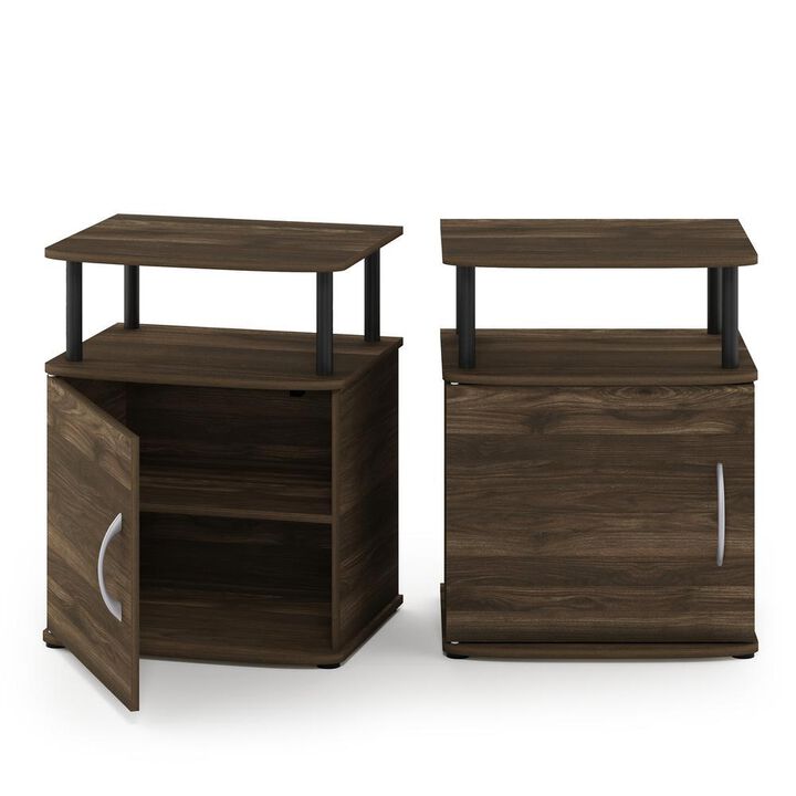FURINNO JAYA Utility Design End Table, 2-Pack, Columbia Walnut/Black