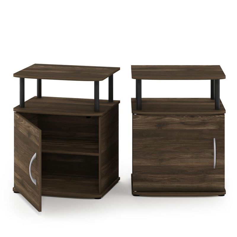 FURINNO JAYA Utility Design End Table, 2-Pack, Columbia Walnut/Black