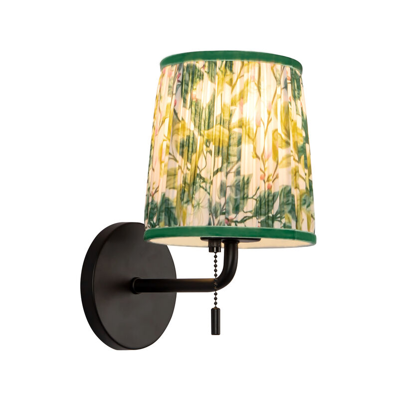 Scout 10-in Damp-Rated Wall/Vanity Light with Patterned Pleated Linen Shade image number 3