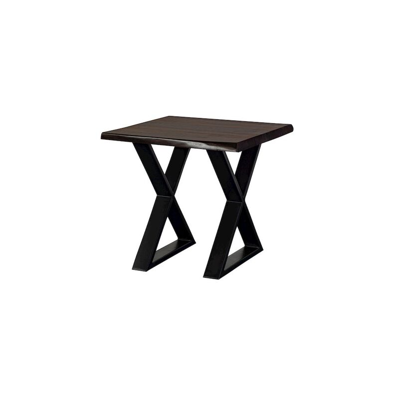 Porter Designs Manzanita Live Edge Solid Sheesham Wood End Table, Gray