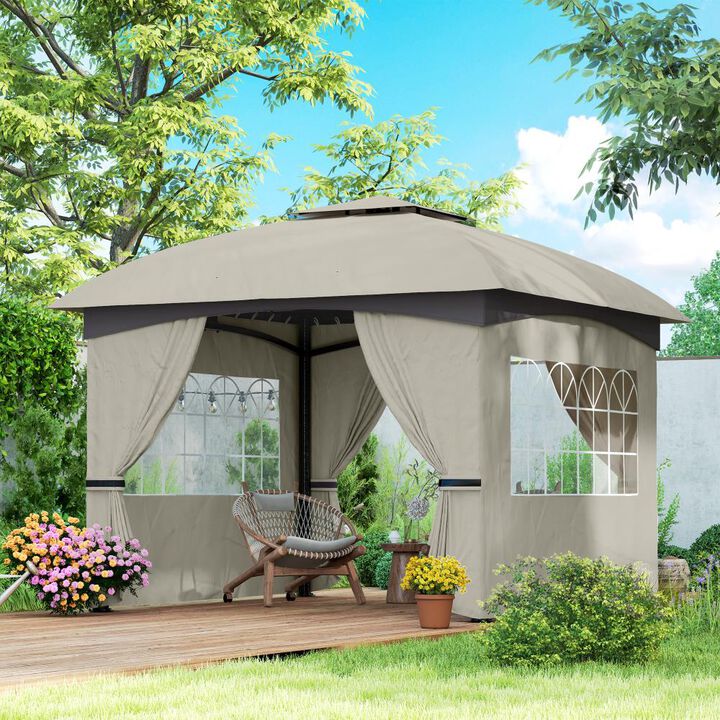 Hivvago 11x11 Double Tier Gazebo with Church Windows