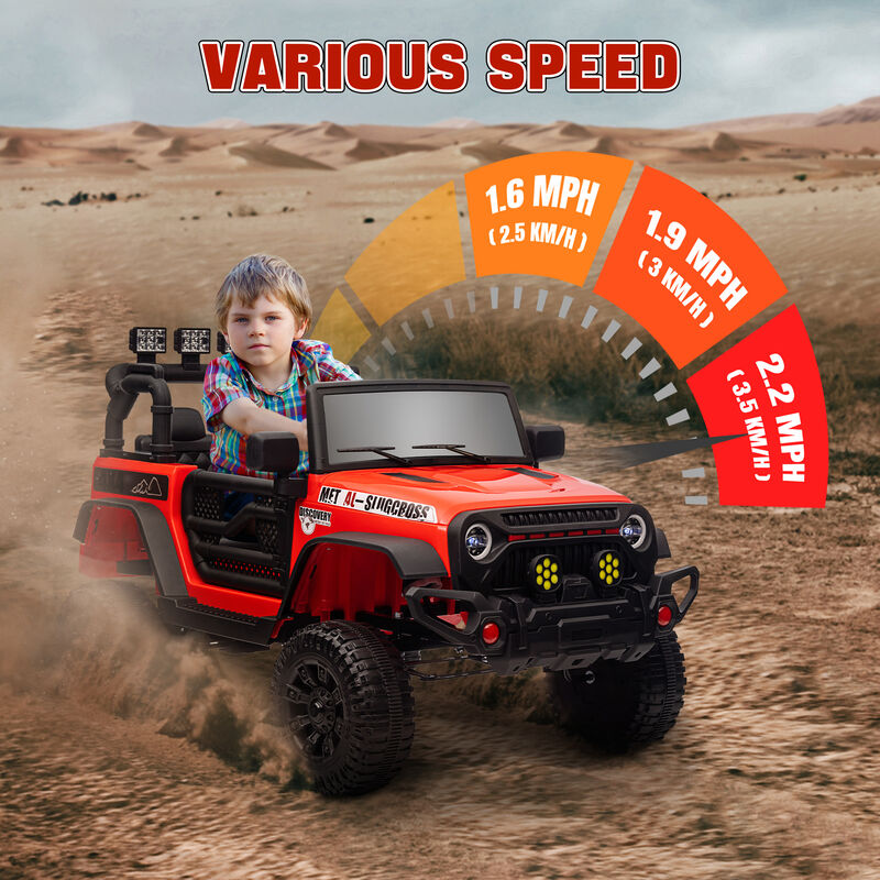 BreeBe 12V Battery Powered Ride on Car, Ride on Truck w/ Remote, 4 Suspension Wheels, Music Horn Lights image number 5