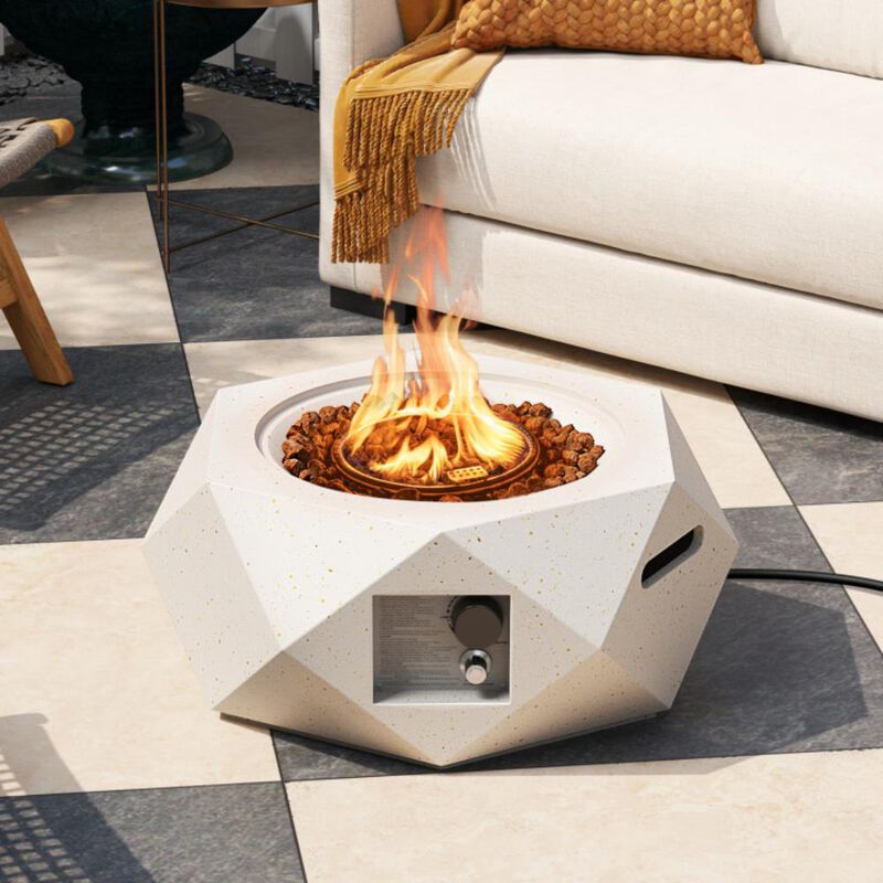 Hivvago 40000 BTU 28 Inch Hexagon Terrazzo Propane Fire Pit Table with Stainless Steel Burner