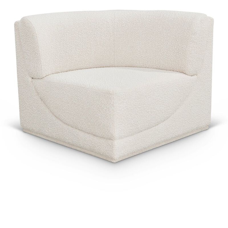 Meridian Furniture Ollie Cream Boucle Fabric Corner