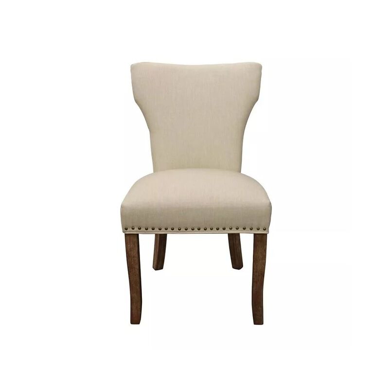 Alex Hamilton Transitional Jill Side Chair In Ivory Weave Fabric 2-Piece Set