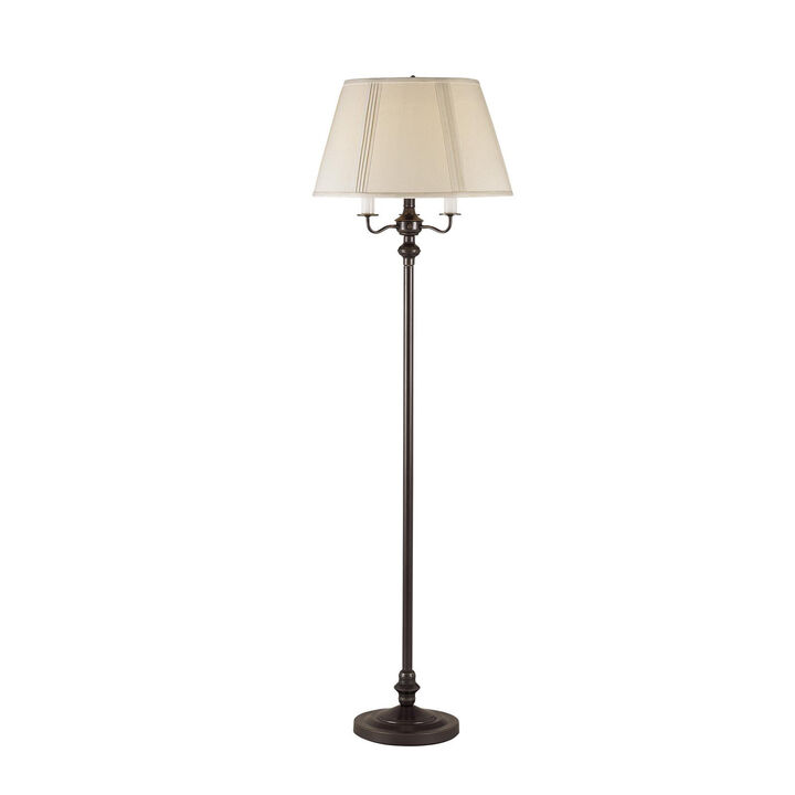 HomeRoots 60" Bronze Metal Four Light Floor Lamp With Beige Fabric Square Shade