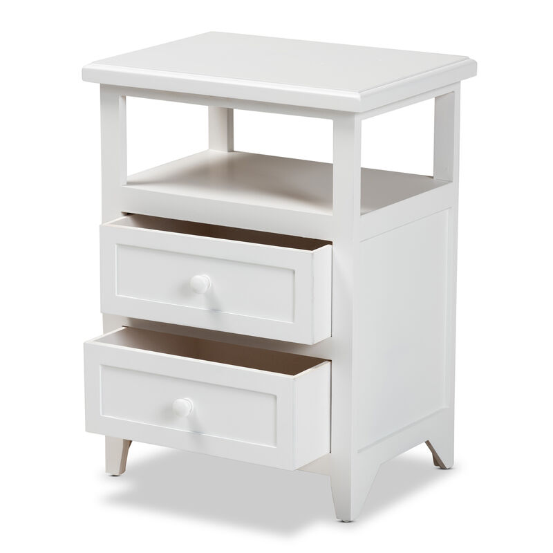 Baxton Studio Karsen Modern and Contemporary White Finished Wood 2 Drawer End Table