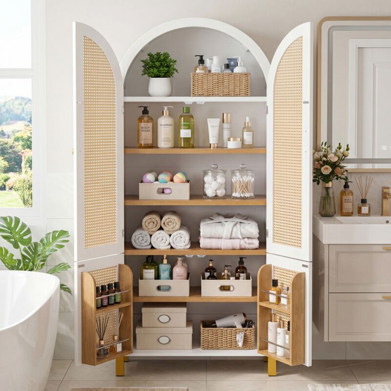 Arched Rattan Door Storage Cabinet image number 2