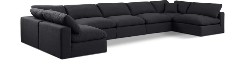 Meridian Furniture Comfy Black Linen Textured Fabric Modular Sectional