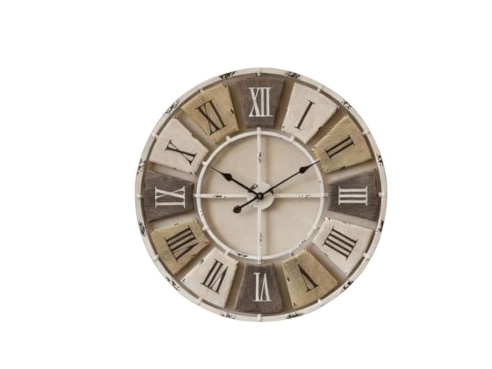 Distressed Metal Wall Clock 24 Inch Industrial Vintage Roman Numerals Weathered