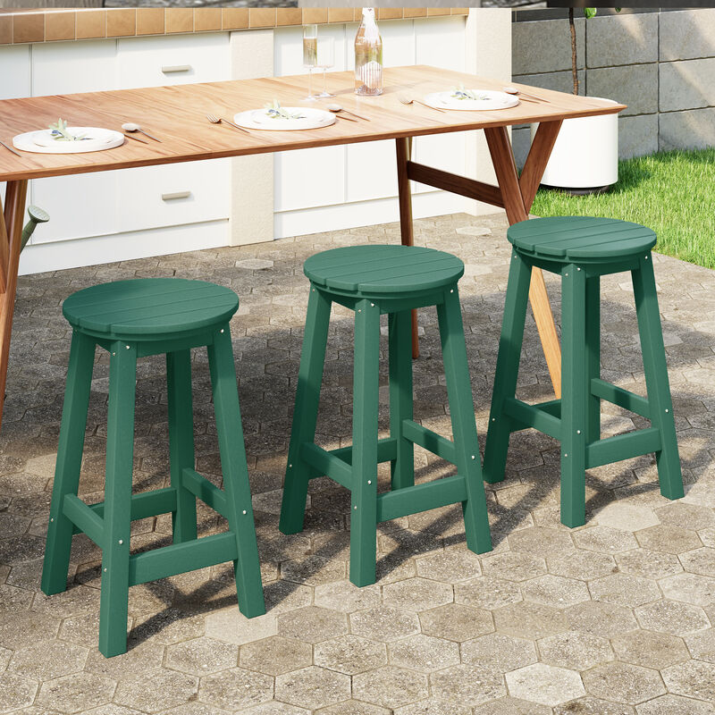 WestinTrends 24" HDPE Outdoor Patio Round Counter Height Bar Stool Set of 3