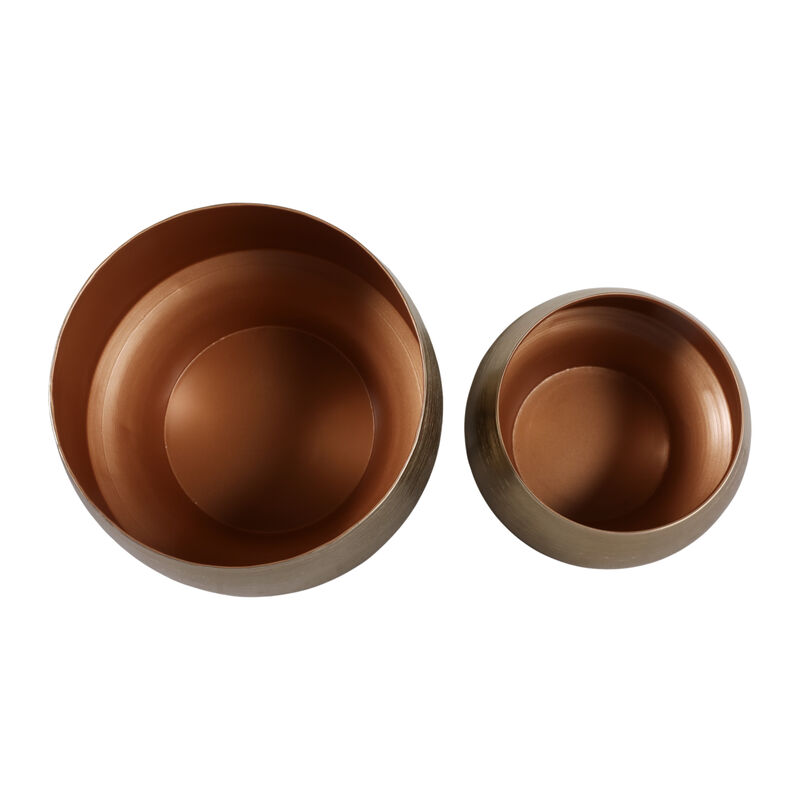 S/2 9/11" Metal Planters, Gold image number 5