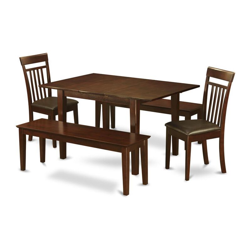 5 Pc Dining room set with bench - Table with 2 Dining Chairs and 2 Benches