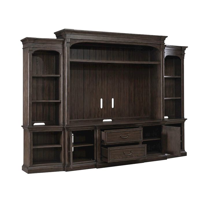 Liberty Furniture Paradise Valley Entertainment Center with Piers for Living Room - Saddle Brown