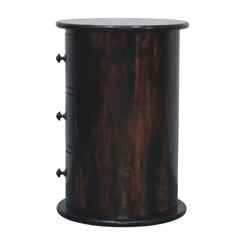 Artisan Furniture Solid Wood California Walnut Drum 3 Drawer Chest , Brown image number 7
