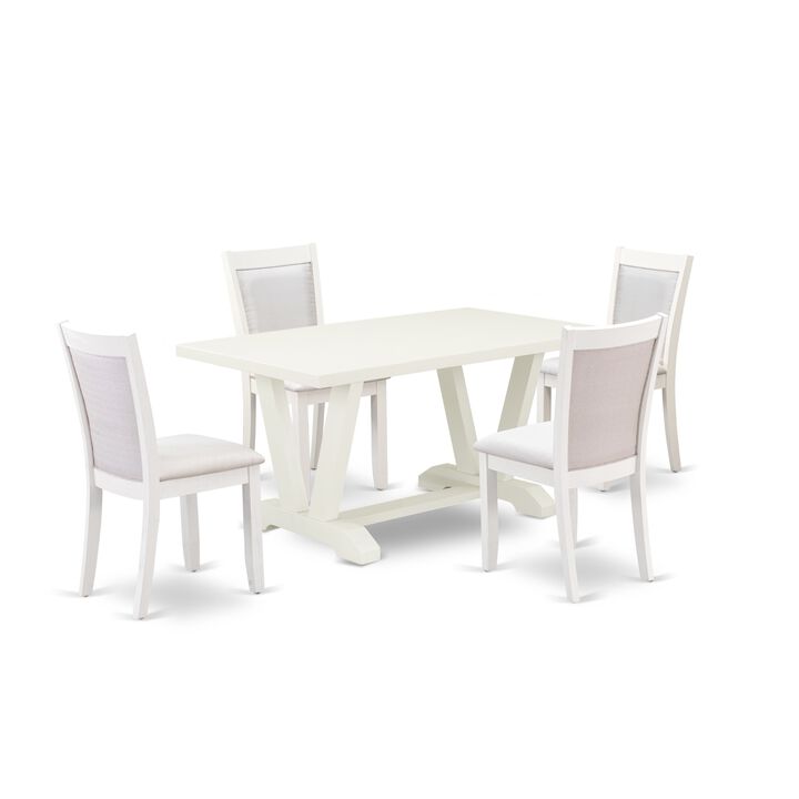 East West Furniture V026MZ001-5 5Pc Dining Set - Rectangular Table and 4 Parson Chairs - Multi-Color Color