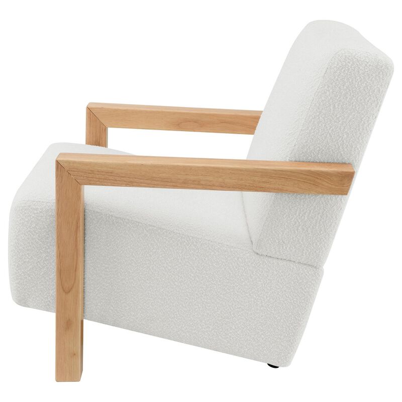 Fitz Accent Chair, Soft Ivory Boucle Cushions, Natural Brown Wood image number 3