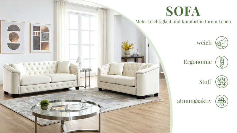 Nudmel Velvet Chelsfield Sofa Set image number 3