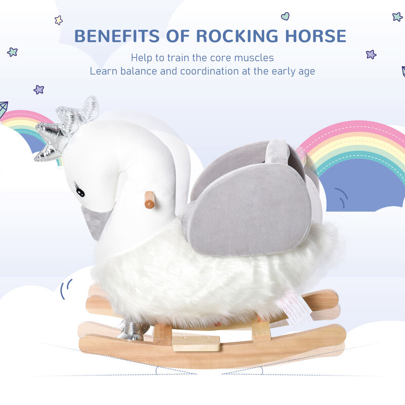 BreeBe Plush Swan Ride-On Rocker with Safety Belt image number 4