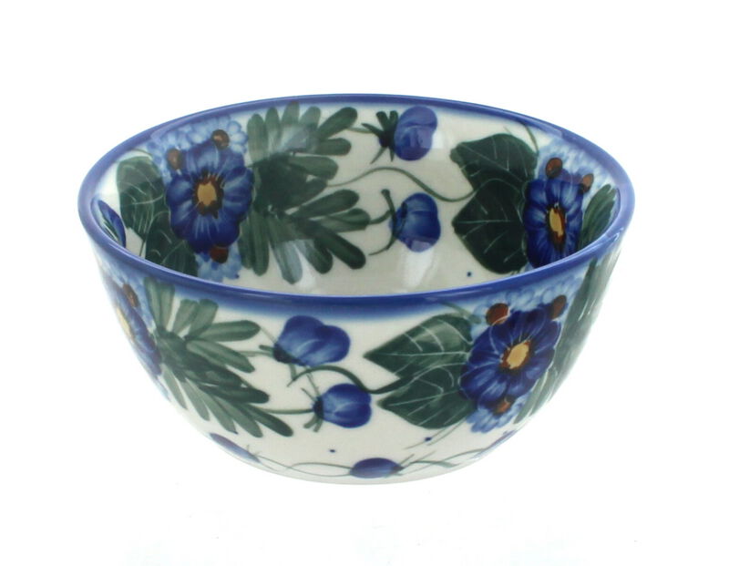 Blue Rose Polish Pottery Forget Me Not Dessert Bowl