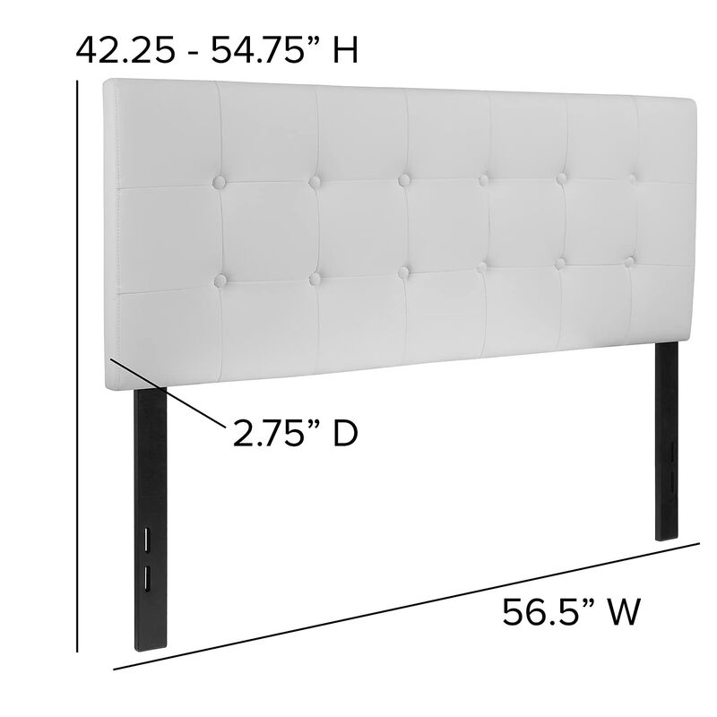 Flash Furniture Lennox Tufted Upholstered Full Size Headboard in White Vinyl