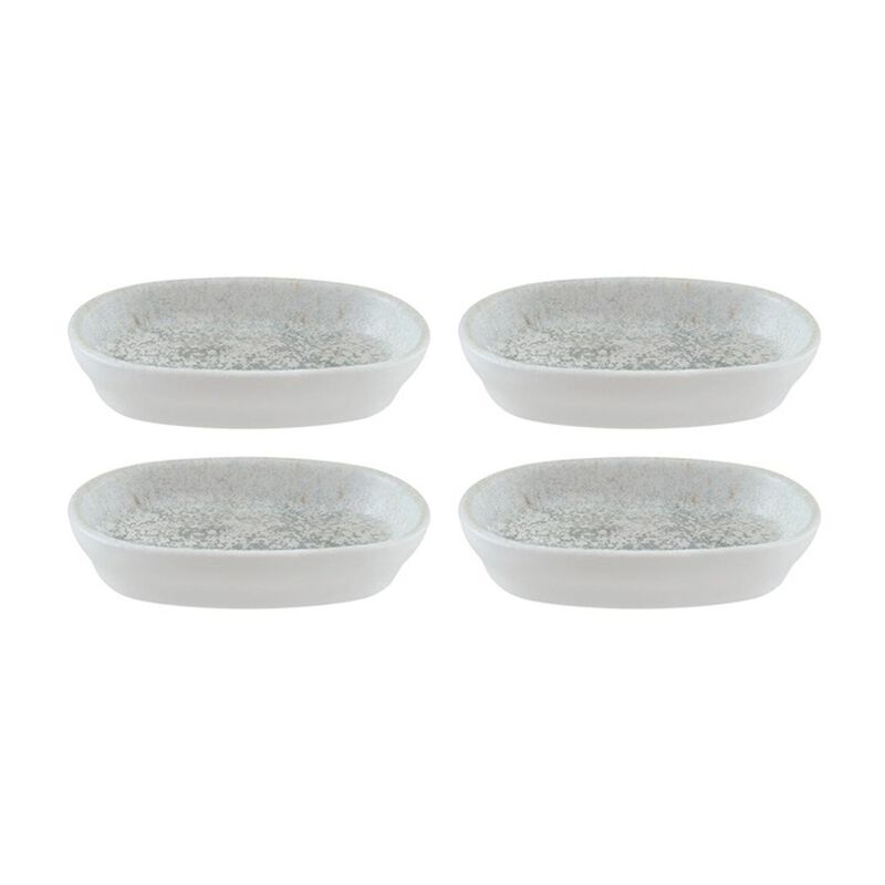Luna Ocean 4" x 2.5" x h:0.75" Oval Decorated Porcelain Platter (Set of 4)