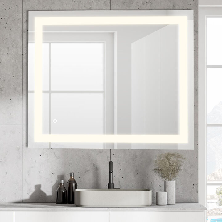 Remy Rectangular Frameless Antifog Front-Lit Wall Bathroom Vanity Mirror, Smart Touch