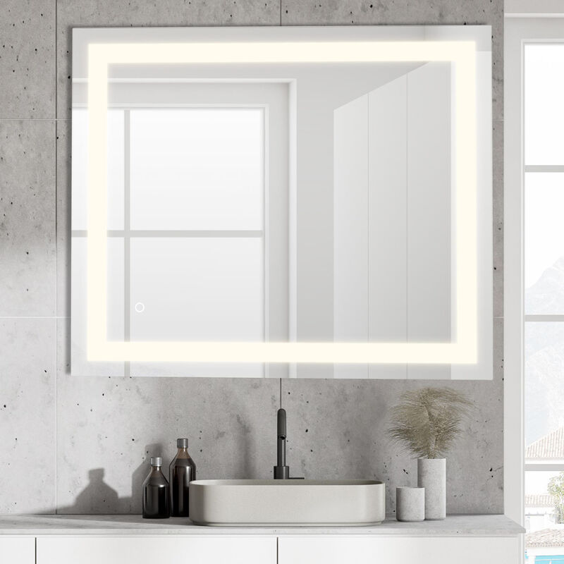 Remy Rectangular Frameless Antifog Front-Lit Wall Bathroom Vanity Mirror, Smart Touch