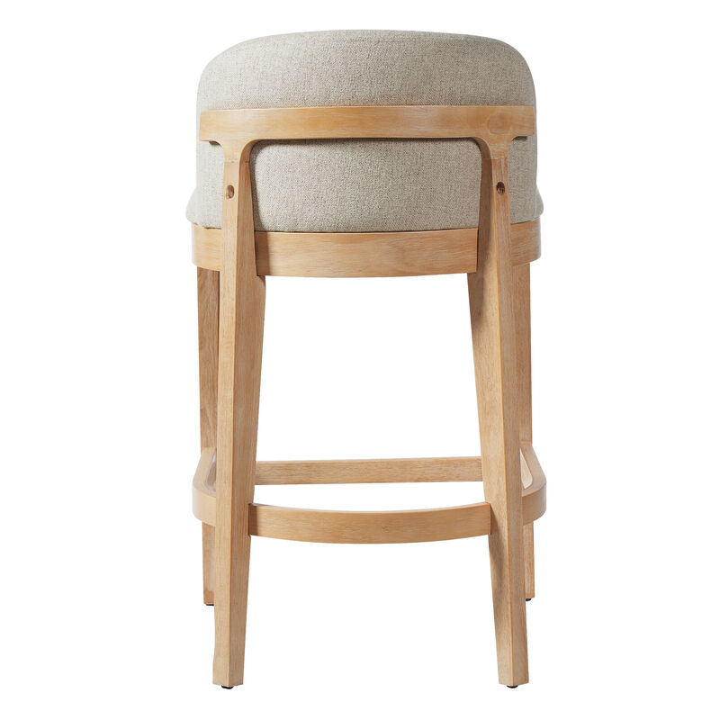 Christopher Knight Home Truda Farmhouse Rubberwood Upholstered Counter Stools with Curved Backrest (Set of 4) image number 5