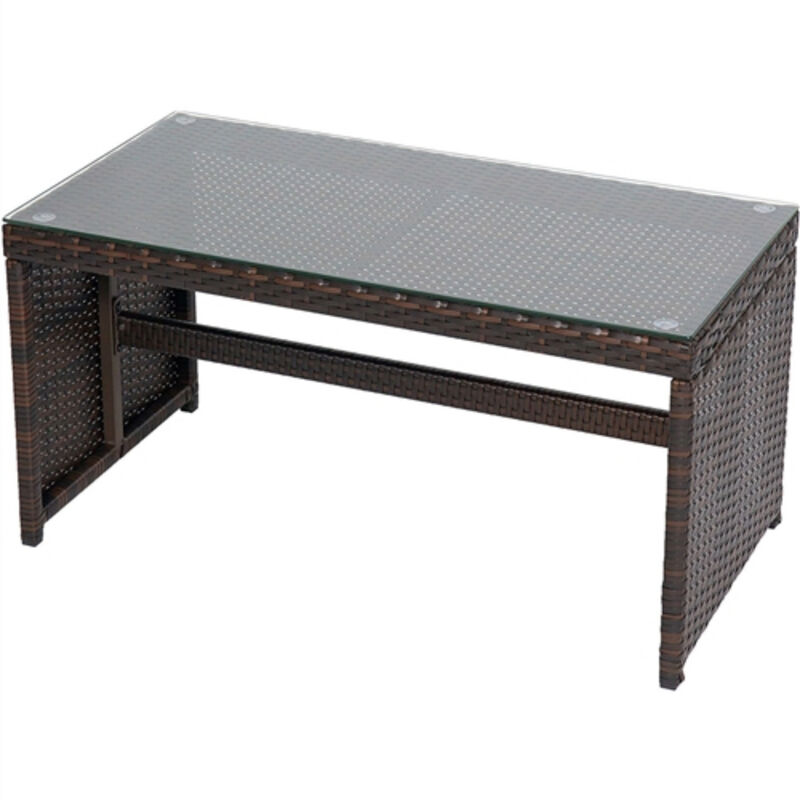 Rectangle Solid Wood Patio Dining Table with Center Umbrella Hole